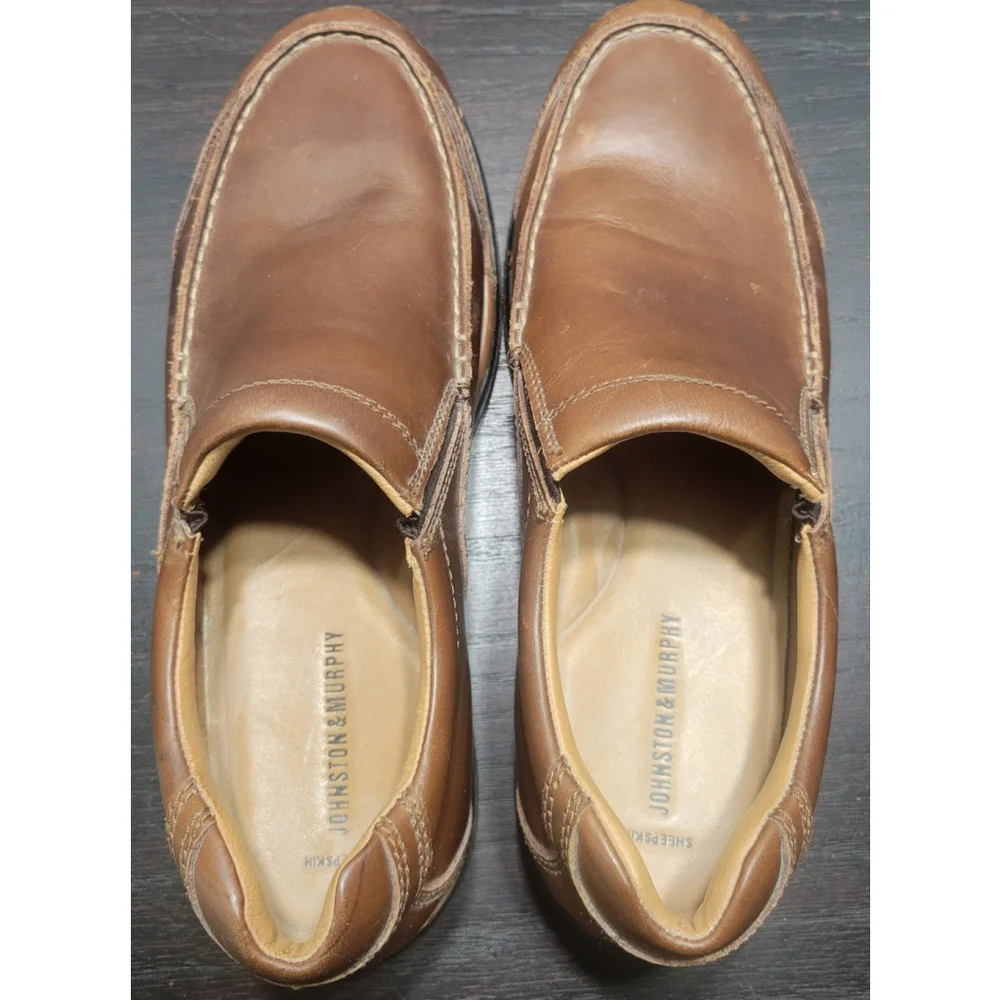 Men’s Johnston & Murphy Shuler Moc Slip On shoes 10.5 M Brown Leather
